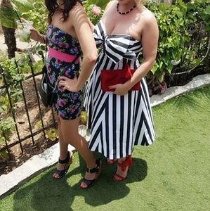 Strapless striped pinup dress